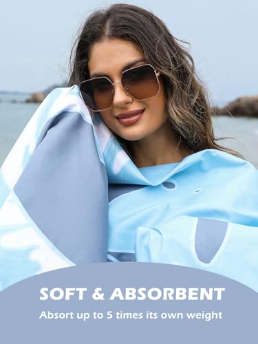Eunzel 2 Pack Microfiber Beach Towel, Quick Dry Travel Towel Large Sand Free Towel for Beach, Camping, Swim Pool, Gym, Sports& Yoga 71"x32", Shark - color: Shark