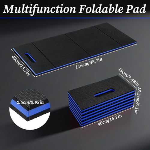 Ptwola Foldable EVA Mat with Carrying Handle, 2.5cm Thick Foam Cushion - color: Blue Border