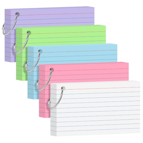 Colored Index Cards 4x6 Inch Flash Cards Note Cards with Ring | 180gsm Heavyweight Flashcards, 150 Count, Portable Note Taking for Students, College Supplies, Nursing School Essentials - color: Multicolor, size: 4x6