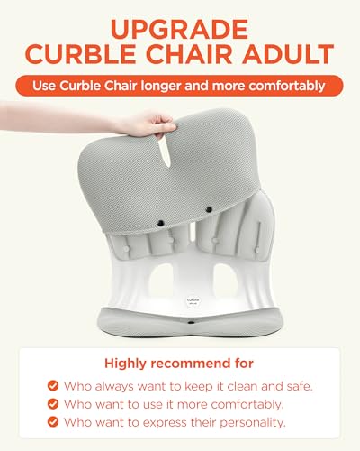 curble Grand Cover, Detachable Cover for Adult Chair, Ergonomic Chair Back Support and Lumbar Support (Grey) - color: Cover Grey