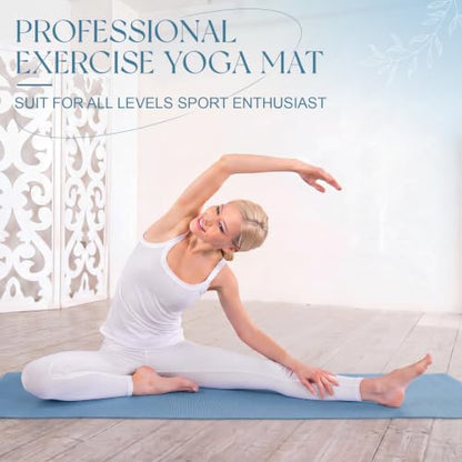Funtery 3 mm Thin Yoga Mats Bulk, 68 x 24 in - color: Hazy Blue