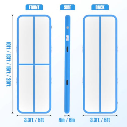 Inflatable Gymnastics Mat Air Tumble Track Tumbling Mats with Pump - color: Blue, size: 13ft*3.3ft*4inch(4m*1m*10cm)