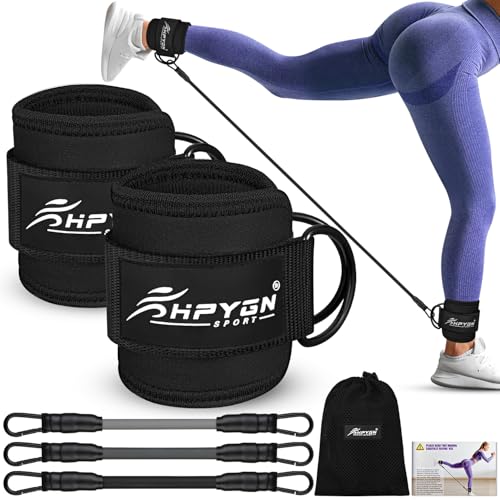HPYGN Ankle Resistance Bands, Ankle Bands for Working Out with Cuffs, Resistance Bands for Leg Butt Training Workout Equipment for Kickbacks Hip Gluteus Training, Ankle Strap with Exercise Bands - color: Black