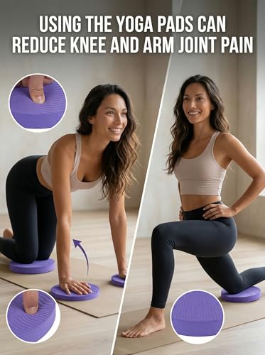 Round Yoga Knee Pads TPE Foam Cushion for Pilates - Workout Equipment Accessories for Women - Exercise Wrist and Elbow Support Mats