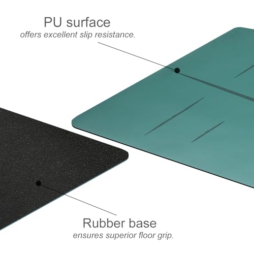 Natural Rubber Yoga Mat - Non Slip Non Toxic - 5mm Thick Yoga Mat for Hot Yoga/Pilates - Extra Large 26.8’’ with Alignment Guide - Sweat Proof - with Carrying Bag - color: Forest Green