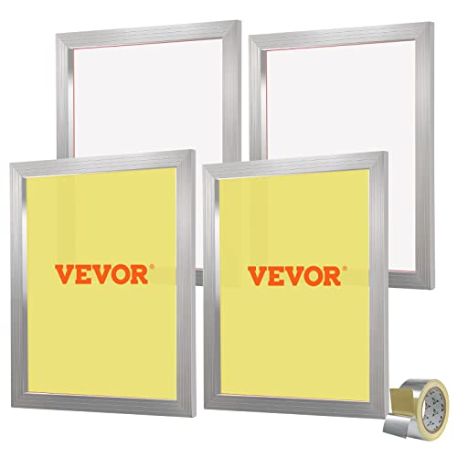VEVOR Screen Printing Kit, 4 Pieces Aluminum Silk Screen Printing Frames, 20x24inch Silk Screen Printing Frame with 355 Count Mesh, High Tension Nylon Mesh and Sealing Tape for T-Shirts DIY Printing - size: 20x24inch-4