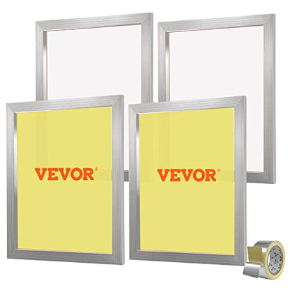 VEVOR Screen Printing Kit, 4 Pieces Aluminum Silk Screen Printing Frames, 20x24inch Silk Screen Printing Frame with 355 Count Mesh, High Tension Nylon Mesh and Sealing Tape for T-Shirts DIY Printing - size: 20x24inch-4
