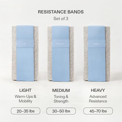 Premium Loop Resistance Bands Set - Non Slip Fabric Booty Bands for Glutes & Legs (Light, Medium, Heavy) | Hip Bands for Pilates, Strength Training & Home Workouts - color: Sky Blue