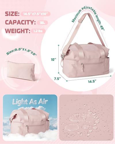Smasrob Small Gym Bag with Yoga Mat Holder, Wet Pocket and a Separate Pouch - color: Pink