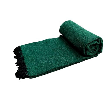 Open Road Goods Solid Color Mexican Yoga Blanket – Large Handwoven Throw for Yoga, Beach, Camping or Home – Soft and Durable Cotton Blend - color: Green Blanket