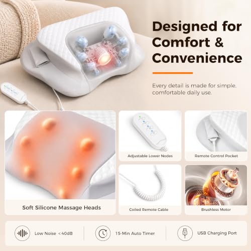 MEKZU Neck Massager Pillow with Heat, 4D Kneading Neck & Shoulder Massager