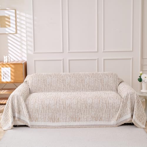 Erke Loveseat Cover Sheet Blanket, Machine Washable Non Slip Chenille Cushion Slipcover for Pets, 2-Seater Love seat Sofa Bed Chair Slip Covers Furniture Decor Protector - color: Texture Coffee, size: 71" x 102"