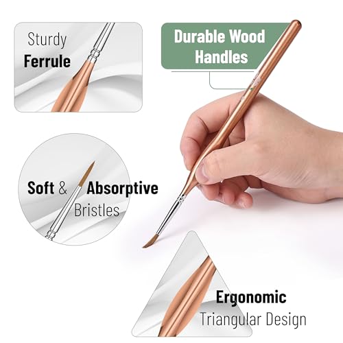 Mr. Pen- Detail Paint Brushes Set, 9 pcs, Rose Gold | Miniature Paint Brushes, Thin Paint Brushes, Model Paint Brushes, Fine Tip Paint Brush, Face Paint Brushes Set - color: Rose Gold