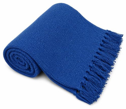 Kakaos Solid Color Cotton Yoga Blankets with Matching Tassels (Blue) - color: Blue