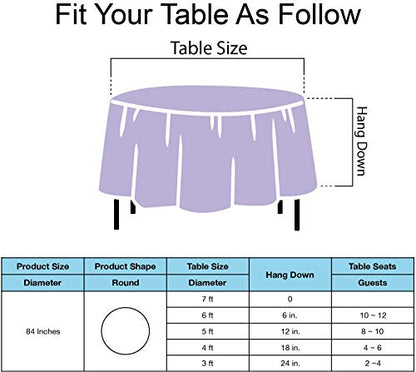 Lavender Plastic Tablecloths 2 Pack Lilac Disposable Table Covers 84 Inch Circle Bridal Shower Party Tablecovers PEVA Mauve Table Cloths for BBQ Picnic Birthday Wedding Parties 6 ft Round Table Use - color: C01 Lavender