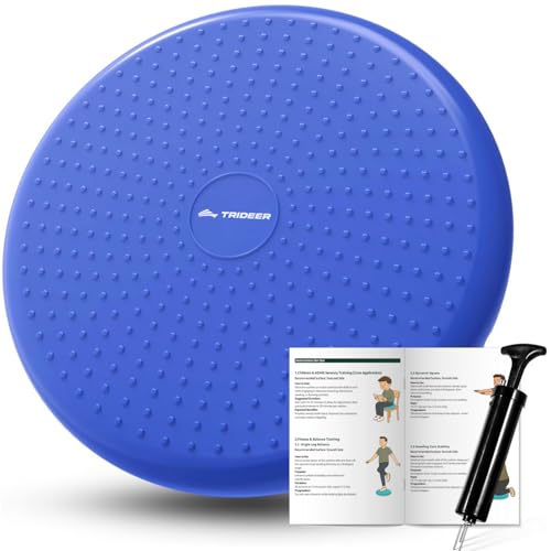 Trideer Wobble Cushion Core Balance Disc, Flexible Seating for Classroom Elementary, Wiggle Seat for Sensory Kids, Balance Pad with Inflation Pump - color: 34CM Blue