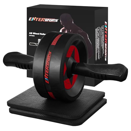Ab Roller Wheel for Abs Workout with 2 Knee Pads for Home Gym - color: Red