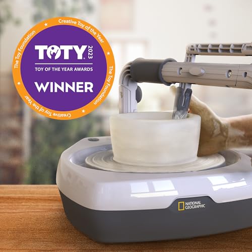 NATIONAL GEOGRAPHIC Hobby Pottery Wheel Kit - 8" Variable Speed Pottery Wheel for Adults & Teens with Innovative Arm Tool, 3 Lb Air Dry Clay & Art Supplies, Crafts for Adults, Craft Kits for Teenagers | 8-Inch Variable Speed Wheel, Innovative Arm Tool, 3