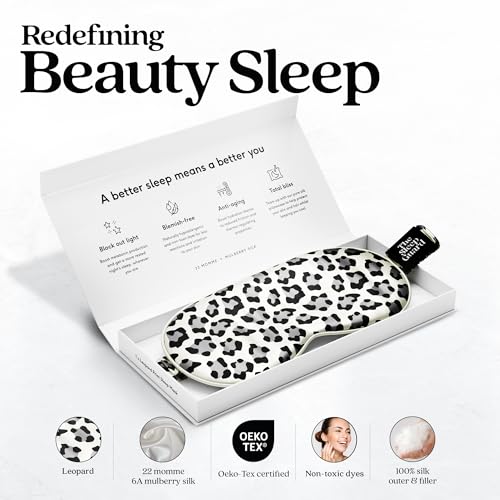 TheSleepGuard Pure Silk Sleep Mask [100% 6A Mulberry Silk, 22 Momme] Light Blocking Travel Essentials. Eye Masks for Sleeping. Black Oeko-Tex Blindfold. Eye Covers for Men & Women - color: Leopard Print