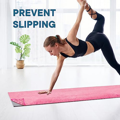 Yoga Towels, Non Slip Hot Yoga Mat Towel with Grip Dots,Super-Absorbent Soft Microfiber Yoga Blanket for Pilates, Fitness and Workout 72inch x 24inch - color: Pink
