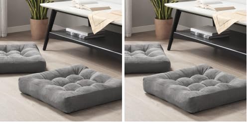Floor Pillows Set of 4, Large Meditation Cushion for Adults, 22 Inch Square - color: Square | Grey | 2 Pack, size: 4 Pack
