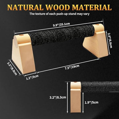 Wooden Parallettes Bars - 2 PCS Wood Push Up Bars Non-Slip Base | Calisthenics Equipment with Non-Slip Base - Handstand Bars and Pushup Handles for Men and Women - color: Wood-25cm