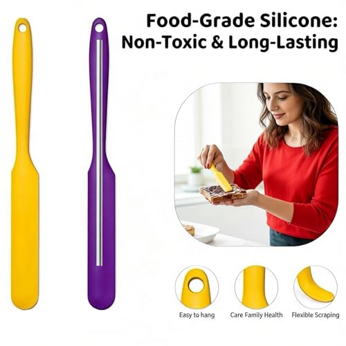 8Pcs Small Silicone Spatulas Bulk for Kitchen Baking Cake Icing Resin Craft Mini Silicon Scraper Heat Resistant Jar Spatula Long Handle Waxing Sticks Large Slant for Hard Wax Non-Stick Flex