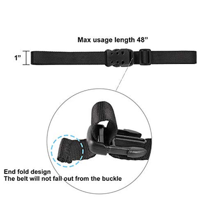 Ayaport Utility Straps with Buckle 48" Quick-Release Adjustable Nylon Straps Black 4 Pack - size: 1"x48"