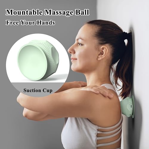 PROIRON Mountable Massage Ball with Suction Cup Pinpoint Deep Tissue Muscle Knot & Sore Relief, Vibration & Heating Trigger Point Massage Tool for Back Neck, Self-Massage Tool - color: Green