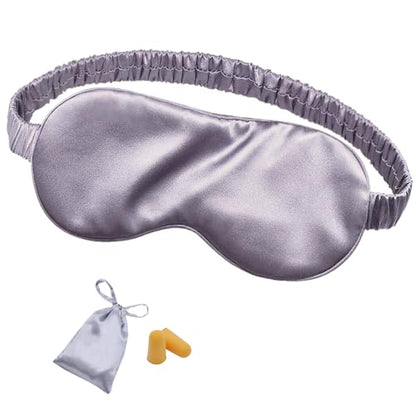 Silk Sleep Mask Eye Mask Blindfold with Double Layer Silk Filling and Elastic Strap for Full Night's Sleep, Travel and Nap, Soft Eye Cover Eyeshade with Luxury Bag and Ear Plugs by OLESILK (Charcoal) - color: Charcoal