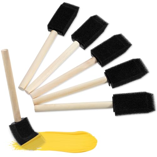 Giantree 5Pcs Foam Brushes for Painting, Foam Paint Brushes, Sponge Paint Brush, 1 Inch Paint Brush for Painting, Wooden Handles Brushes for Staining DIY Craft Varnishes Painting and Cleaning(1 Inch)
