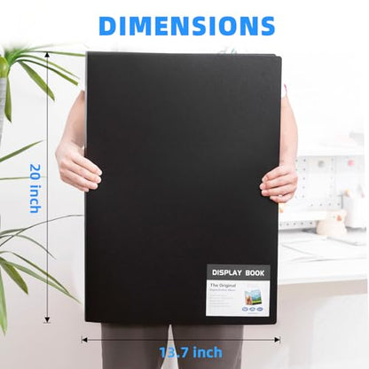Large 13"x19" Art Portfolio Heavy Duty Binder with Plastic Sleeves, Portfolio Folder with 30 Clear Sheet Protectors, Display 60 Pages, Poster Binder， (medium（13x19in）) - size: medium（13x19in）