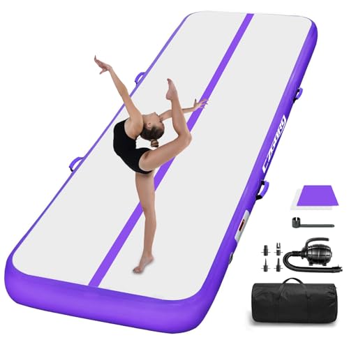 Air Mat Tumble Track, Gymnastics Mats Tumbling Track with Electric Air Pump for Home Use Cheerleading Training Kids Gym Yoga - color: Purple, size: 10ftx3.3ftx4inch