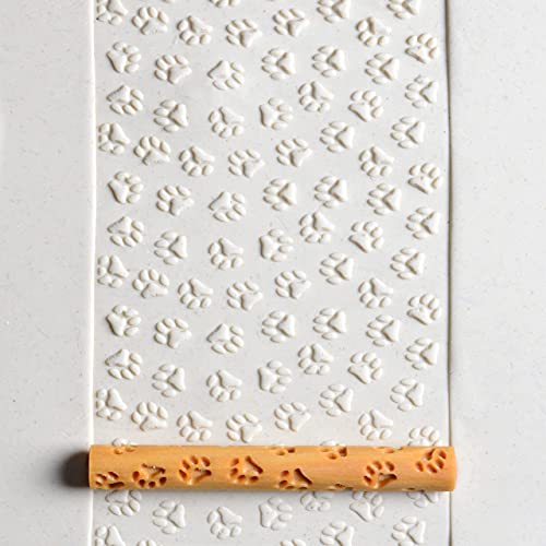 MKM Pottery Tools Wood Twig Rollers for Clay (TW-30 Paw Prints) - color: TW-30 Paw Prints