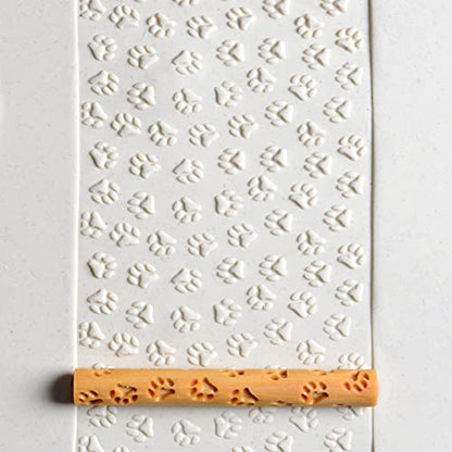 MKM Pottery Tools Wood Twig Rollers for Clay (TW-30 Paw Prints) - color: TW-30 Paw Prints