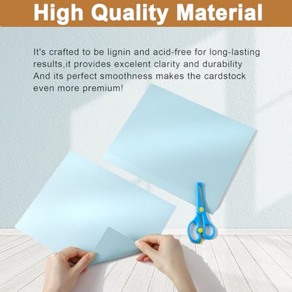 Silunkia 120 Sheets Light Blue Shimmer Cardstock 8.5 x 11 Paper 92lb | Thick Craft Paper Light Blue Card Stock for DIY Cards Making, Greeting Cards, Wedding Invitations, Menus - color: Blue, size: 120 Sheets