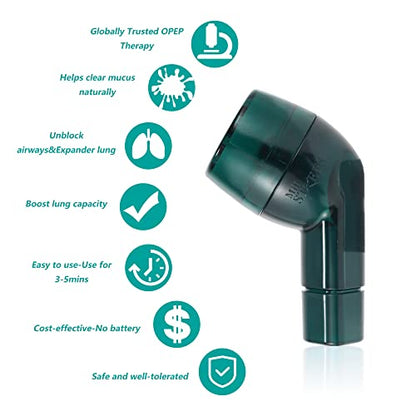 MILLSTEPS Breathing Exercise Device for Lungs,Flutter Valve,Expiratory Breathing Exerciser - Clear Mucus from Airways Naturally & Build Stronger Lungs (Green) - color: Green
