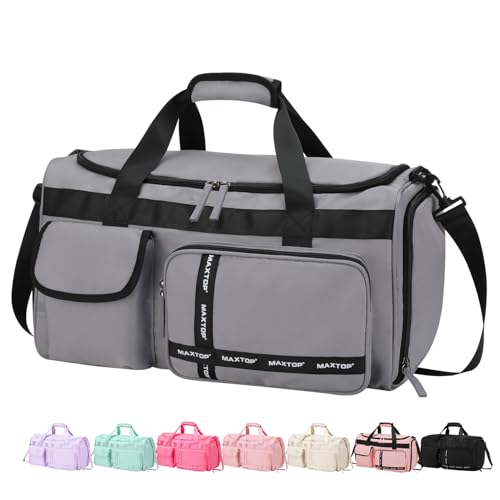 MAXTOP Large Gym Bag for Women Men Duffle Bag With Wet Dry Separation - color: Grey, style: Gym Bag