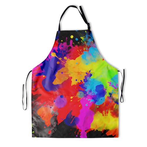 Artist Painting Apron with 2 Pockets Painters Art Aprons Gifts for Women Men - color: Color Pigment Splash Art