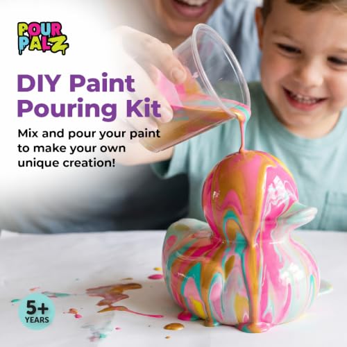 Paint Pour Duck DIY Paint Pouring Art Kit for Kids & Adults, Collectible Duck Figure Craft Set, Paint Your Own DIY Art Activity Kit with Acrylic Paints, Ages 5+, Golden Dream - color: Gold