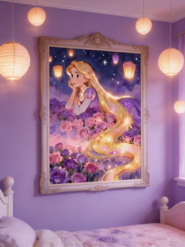 1 Pack Glowing Diamond Art Kits for Adults, Disiney Glowing Princess Diamond Painting Kit for Adults and Kids, Full Round Drill Diamond Art Paintings Diamond Dot Gem Art Home Wall Decor (Multicolor 3) - color: Multicolor 3