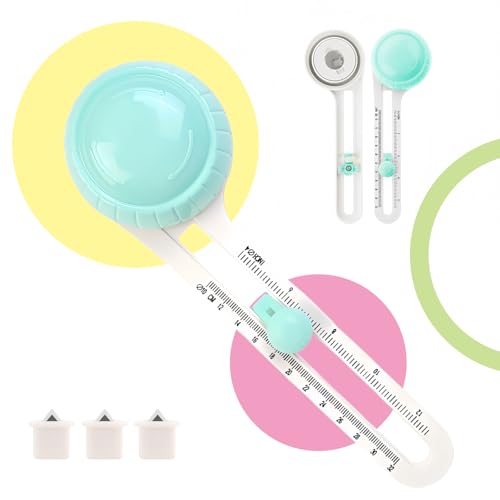 Circle Paper Cutters，Adjustable Rotary Circle Cutter，Circular Cardboard Circle Cutter with 3 Replaceable Blades, Trimmer Scrapbooking Tools，DIY Craft Cutting Tools Green - color: Green