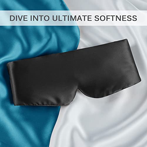Zenssia 100% Mulberry Silk Sleep Mask Eye Mask for Men and Women, Black - color: Black
