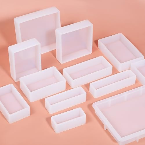 12 Sizes Silicone Epoxy Resin Molds, Square Rectangular Resin Art Display Mold, Soft and Easy to Unmold, Silicone Casting Molds, for Soap, Candles, Specimen, Dried Flower, DIY Handicrafts