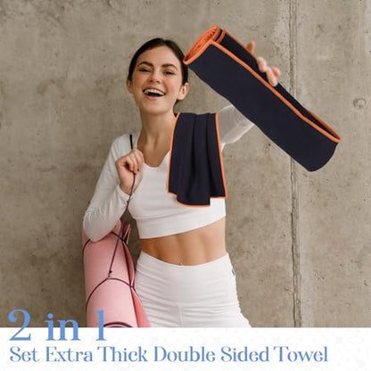 Peryiter 6 Pack Hot Yoga Towel Set - Non Slip Microfiber Towels for Mat and Hand, Quick Dry and Sweat-Activated Grip, 2 Sizes for Women Men Bikram Pilates Gym