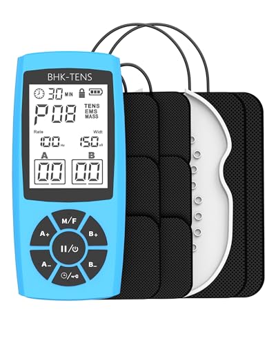 Rechargeable TENS Unit Machine for Pain Relief Therapy, Electronic EMS Muscle Stimulator for Shoulder Pain Relief, TENS&EMS Stimulator for Back Pain, Shoulder Neck Pain Relief, Sciatica Pain, Blue - color: 1080blue