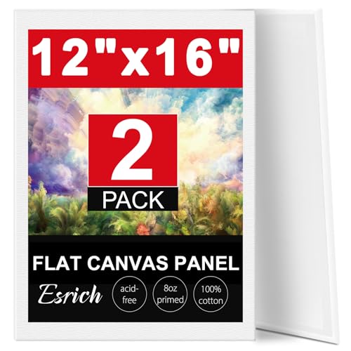 ESRICH Canvas Boards for Painting 12x16 Inch, 2 Pack Canvas for Painting Cotton Primed Acid Free Large Blank Canvas Panels for Oil Paint, Watercolor, Acrylic Paint, Gouache and Tempera. - size: 12x16in-2pack