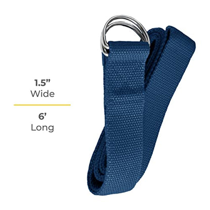 Bulk Yoga Straps, 10 Pack, 6ft, D-Ring Buckle | Adjustable Leg Stretching Strap for Muscle and Hamstring Stretch - Exercise Strap for Home,Gym, Schools and Studio - color: Blue