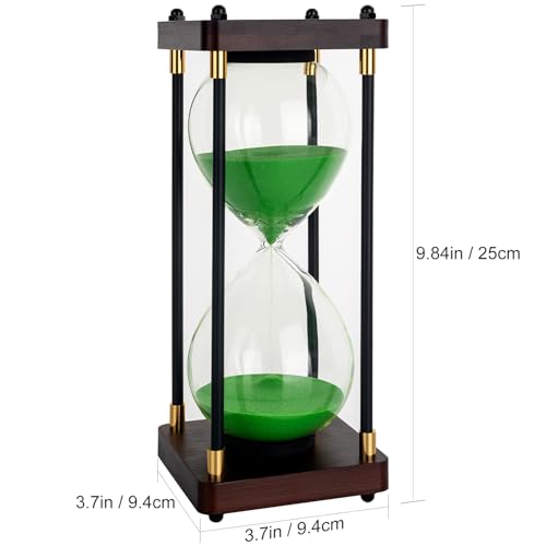 Sand Timer 60 Minutes Hourglass, Vintage Wooden Hour Glass Timer, Large Sandglass Timer Sand Clock for Games Classroom Kitchen Home Office Decor (Green Sand) - color: Green Sand