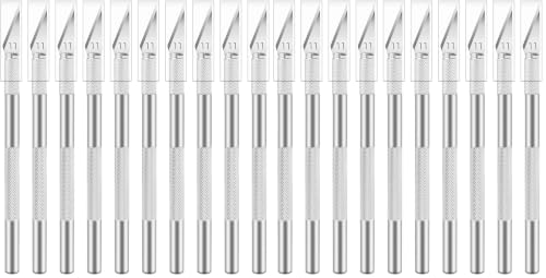 20 Pack Exacto Knife Set, Hobby Knife, SK-5 High Carbon Steel Craft Knife for Pumpkin Carving, DIY, Art, Cutting, Stencil - color: Silver, size: 20 Pack